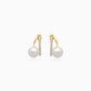 18K Yellow Gold Pearl & Zircon Stud Earrings