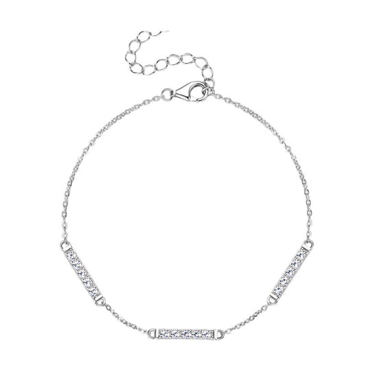 Aura Linear Moissanite Link Bracelet – Minimalist Gold & Silver Tones