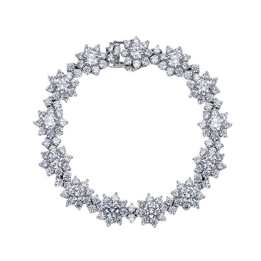 Dazzling Sunflower Snowflake Silver Bracelet