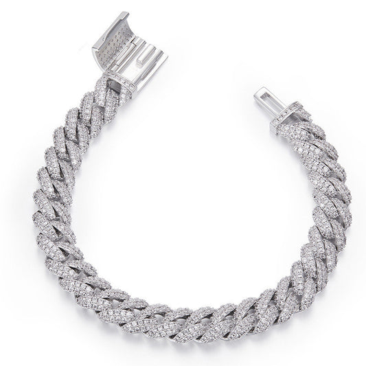 Iced Out Sterling Silver Cuban Link Bracelet