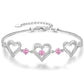Romantic Heart Bracelet with Red Gemstones & Diamond Accents in Sterling Silver